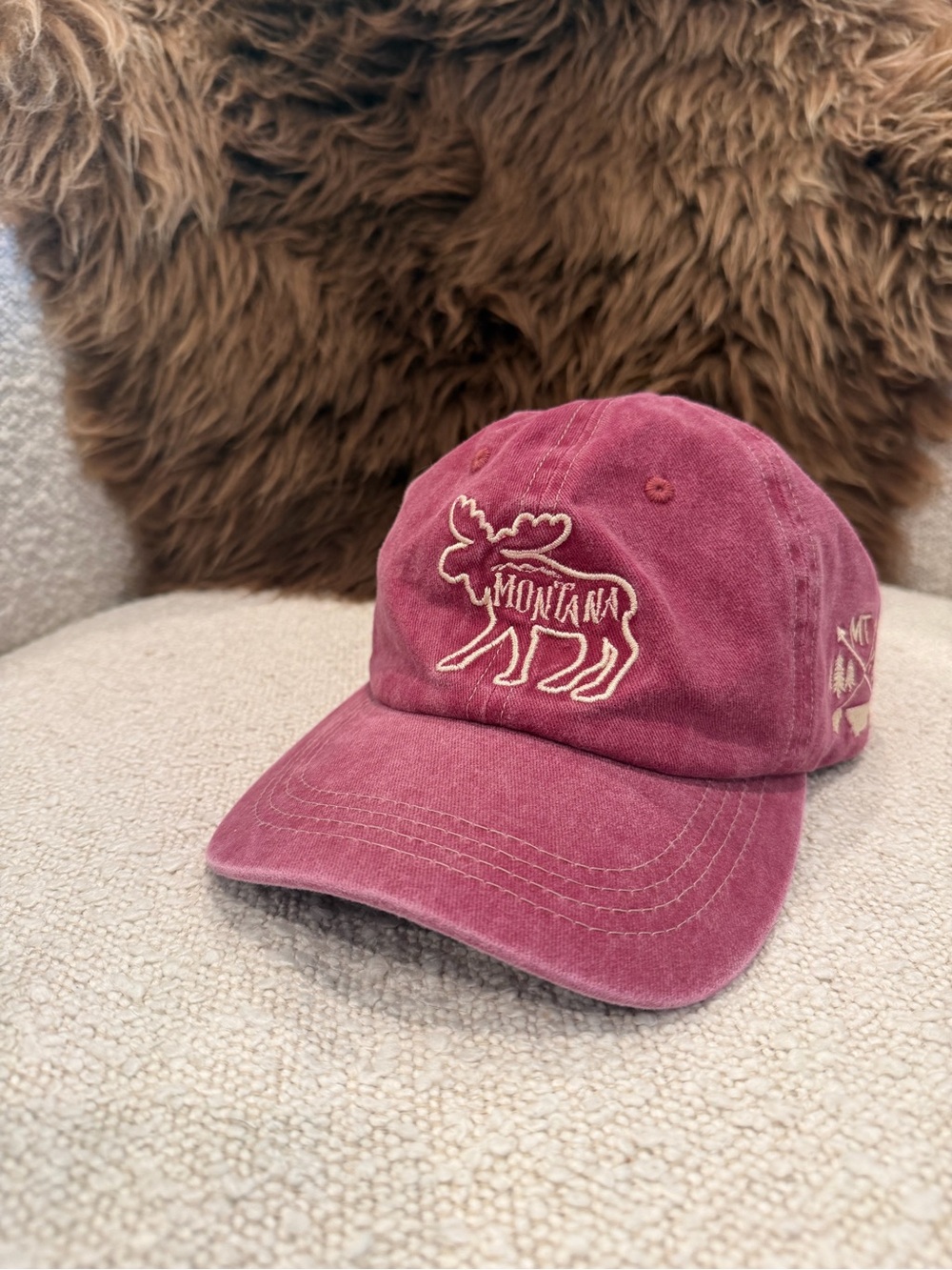 Kids Burgundy Montana Moose Baseball Cap